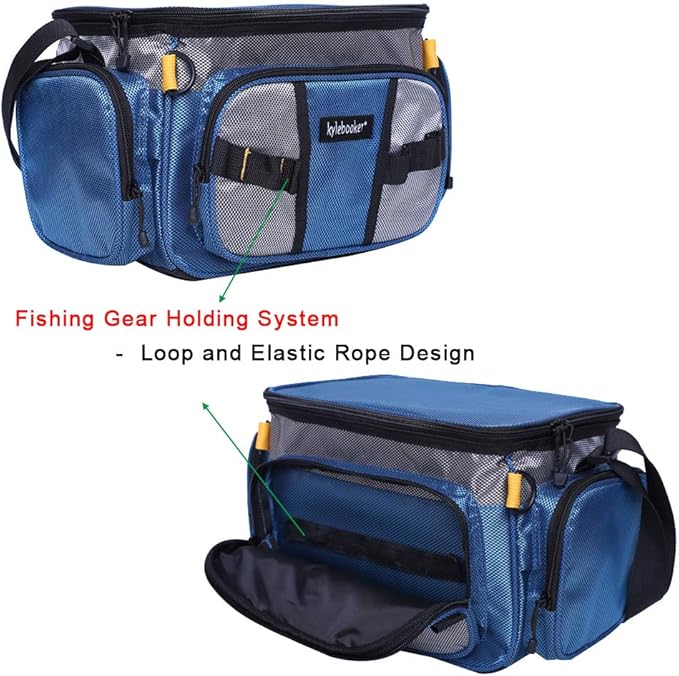 Kylebooker Fishing Tackle Bags Soft Side Fishing Tackle Box Storage Bag for Saltwater or Freshwater