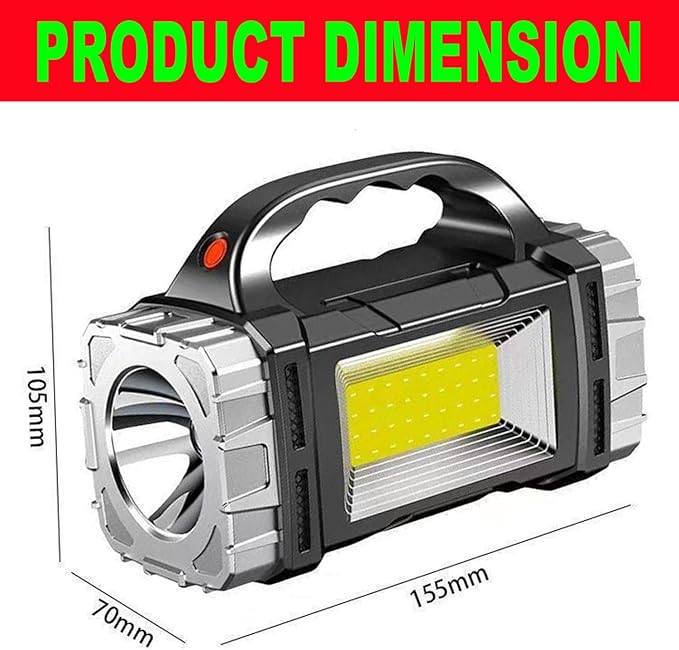 Solar Rechargeable LED Spotlight Searchlights, Super Bright 7000LM Handheld LED Searchlight, Multi-functional Portable Lamp Camping Lantern Flashlight, 8 Light Modes, Power Bank, IPX4 Waterproof