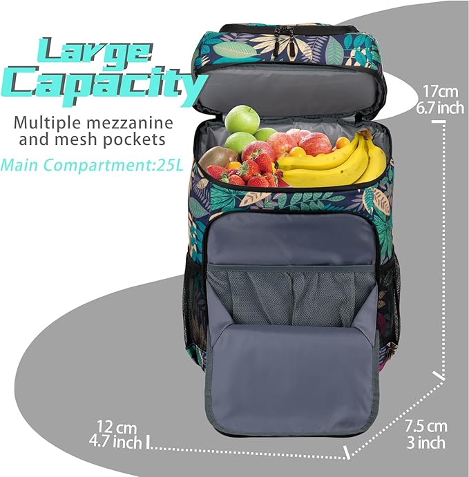 BAGLHER Lightweight Insulated Cooler Backpack - 30 Cans, Leak-Proof for Lunch, Picnic, Hiking, Camping Trips