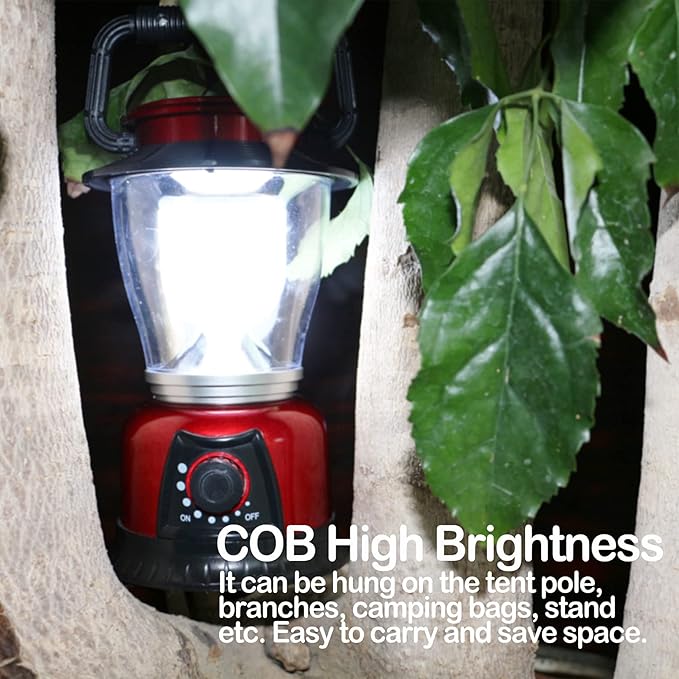 LED Lantern Variable Power Retro Battery Powered Camping Light, COB High Brightness Dimmable Camping Lamp for Hiking, Fishing, Repairing and Emergency Lighting (2)