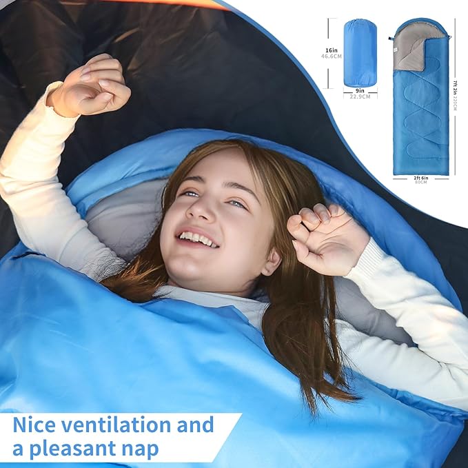 Sleeping Bags for Adults Kids,Lightweight Waterproof Compact Sleeping Bag with Stuff Sack for Warm Camping Cold Hiking Traveling Outdoor Activities