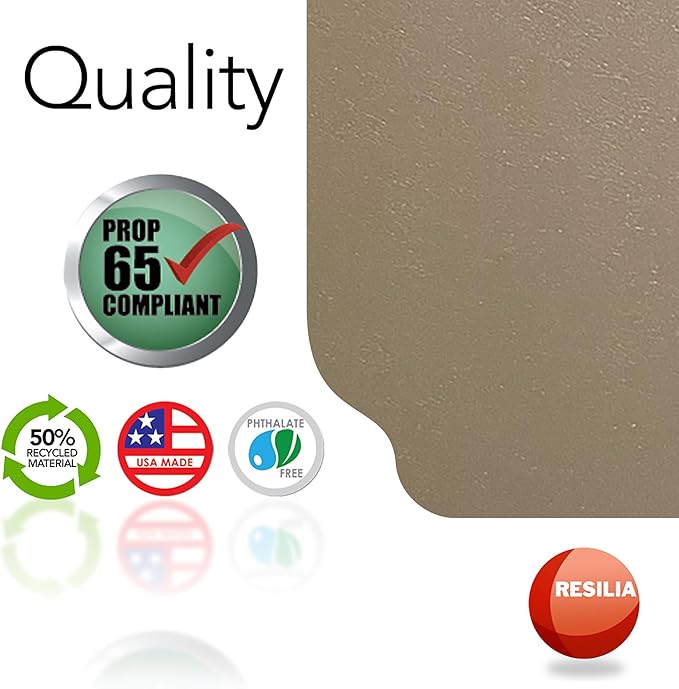 RESILIA Large Under Grill Mat – Heavy Duty, Reusable Outdoor Floor Protector Mats for Deck, Patio, & Garage – 72 Inch x 48 Inch with 12 Inch Splatter Protection Lip, Beige/Tan Orange Peel