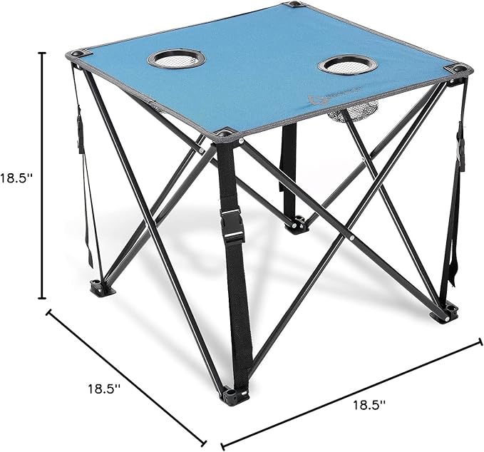 ARROWHEAD OUTDOOR 26” (66cm) Heavy-Duty Portable Camping Folding Table, 2 Cup Holders, Compact, Square, Carrying Case Included, Steel Frame, High-Grade 600D Canvas, USA-Based Support