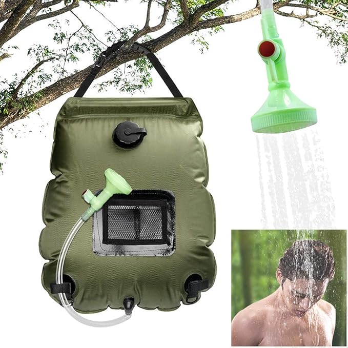 Solar Shower Bag, Solar Heating Camping Shower Bag, 5Gal(20L) Portable Camping Shower Bag, with Removable Hose and On-Off Switchable Shower Head, for Outdoor Traveling/Climbing/Hiking/Beach/Swimming