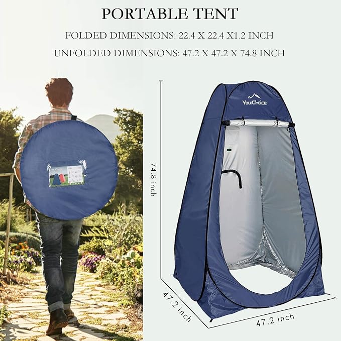 Your Choice Pop Up Privacy Shower Tent - Portable Changing Tent for Camping, Beach & Hiking - 6.2FT Lightweight with Carry Bag, Quick Setup & Full Coverage