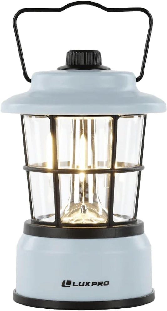 LUXPRO Retro LED Lantern - Battery-Powered Emergency Lantern - Water Resistant - Bright LED Lamp for Indoor & Outdoor Use - Use for Tents, Hiking or Hurricane Prep - Blue