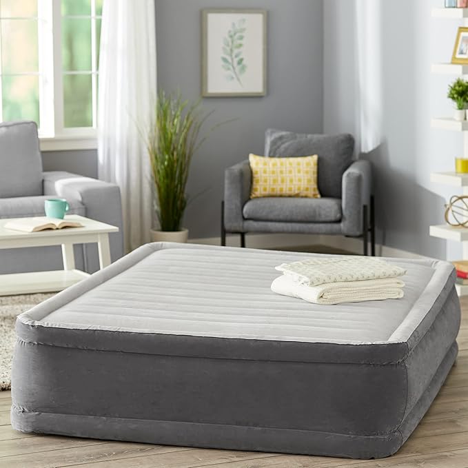 Intex Comfort Dura-Beam Airbed Internal Electric Pump Bed Height Elevated (2020 Model)