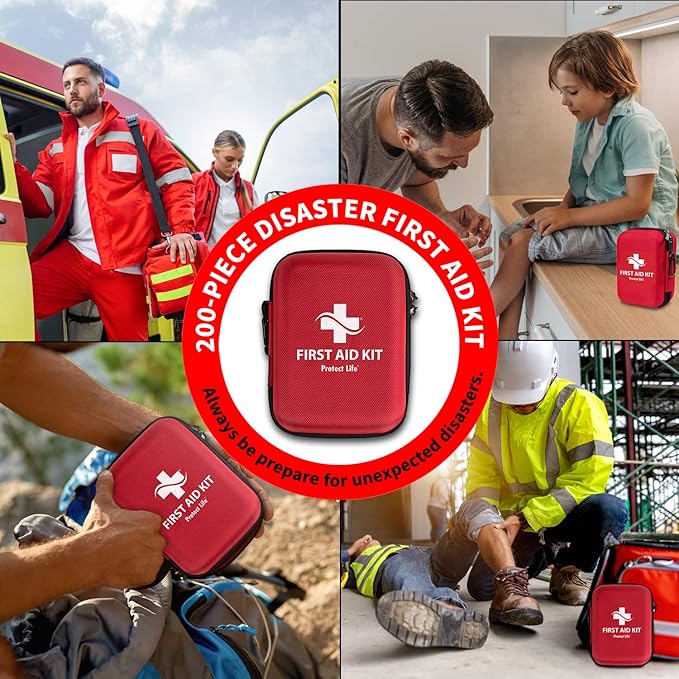 Protect Life Survival First Aid Kit for Home/Business, Camping Survival Kits | Mini Travel First Aid Kit | Camping Equipment | Small Kits for Car | Outdoor Emergency Survivals Pack