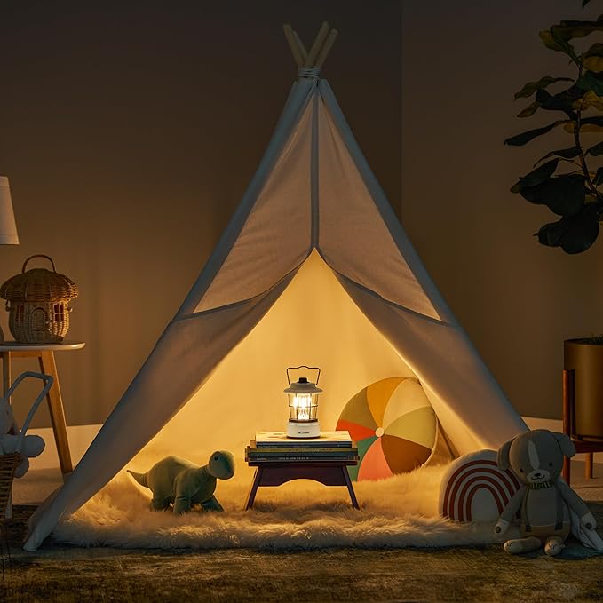 LUXPRO Retro LED Lantern - Battery-Powered Emergency Lantern - Water Resistant - Bright LED Lamp for Indoor & Outdoor Use - Use for Tents, Hiking or Hurricane Prep - 2 Pack, Beige