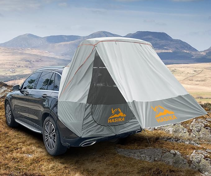 Hasika Canopy Tent Easy Set Up Sun Shade with Mesh Netting for Camping Road Trip Park Waterproof 3000MM UPF 50+ Gray