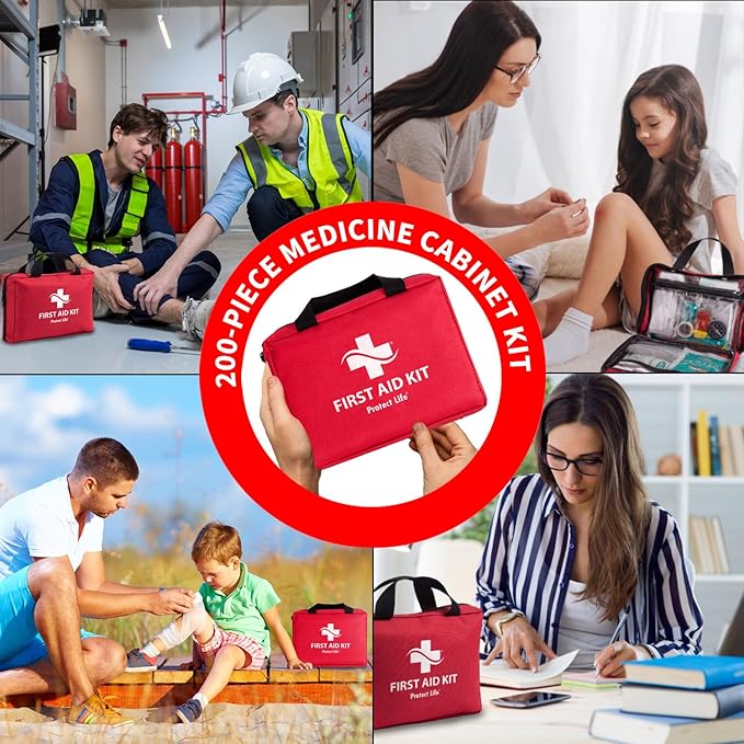 Protect Life Survival First Aid Kit for Home/Business, Camping Survival Kits | Mini Travel First Aid Kit | Camping Equipment | Small Kits for Car | Outdoor Emergency Survivals Pack