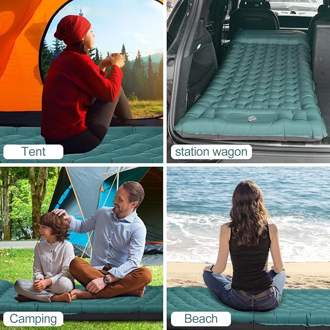 Camping Sleeping Pad, 50D Extra Thickness 4.7 Inch Inflatable Sleeping Mat Lightweight Waterproof Camping with Built-in Pump Air Mattress for Backpacking, Hiking, Tent, Traveling (Navy+Grey)