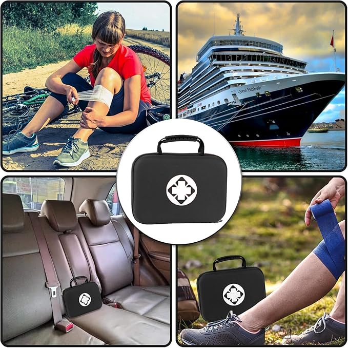 300PCS Home First Aid Kit for Hiking Car Travel Emergency Kit First Aid Bag Outdoor Backpacking Gear for Disaster Preparedness Black Monoki