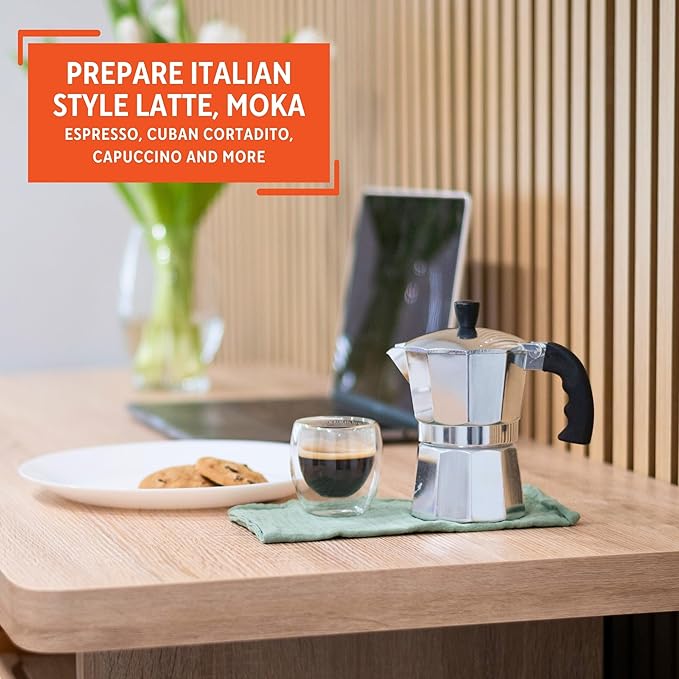 IMUSA USA B120-41V Aluminum Espresso Stovetop Coffeemaker 1-cup, Silver