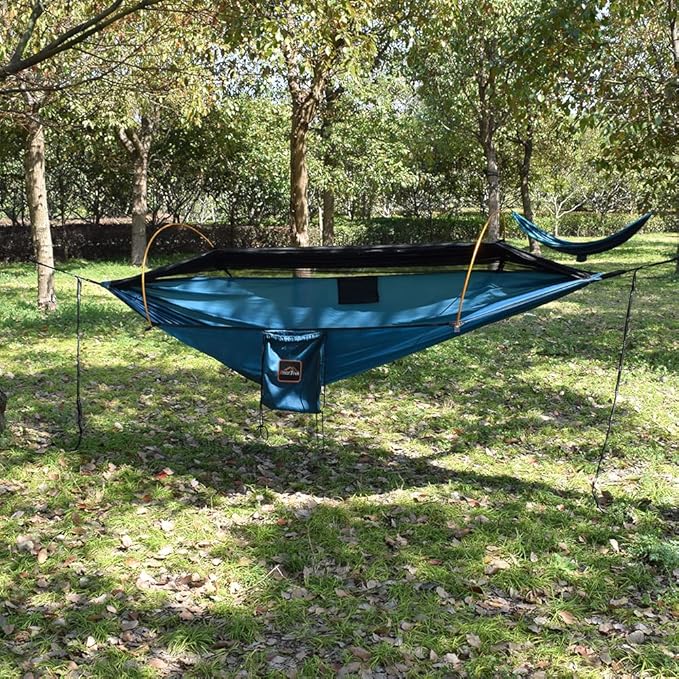 Professional Camping Hammocks with Mosquito Net, Lightweight Double for Camping, Hiking & Backpacking | Includes Two 10 FT Tree Straps, 230T Nylon Design
