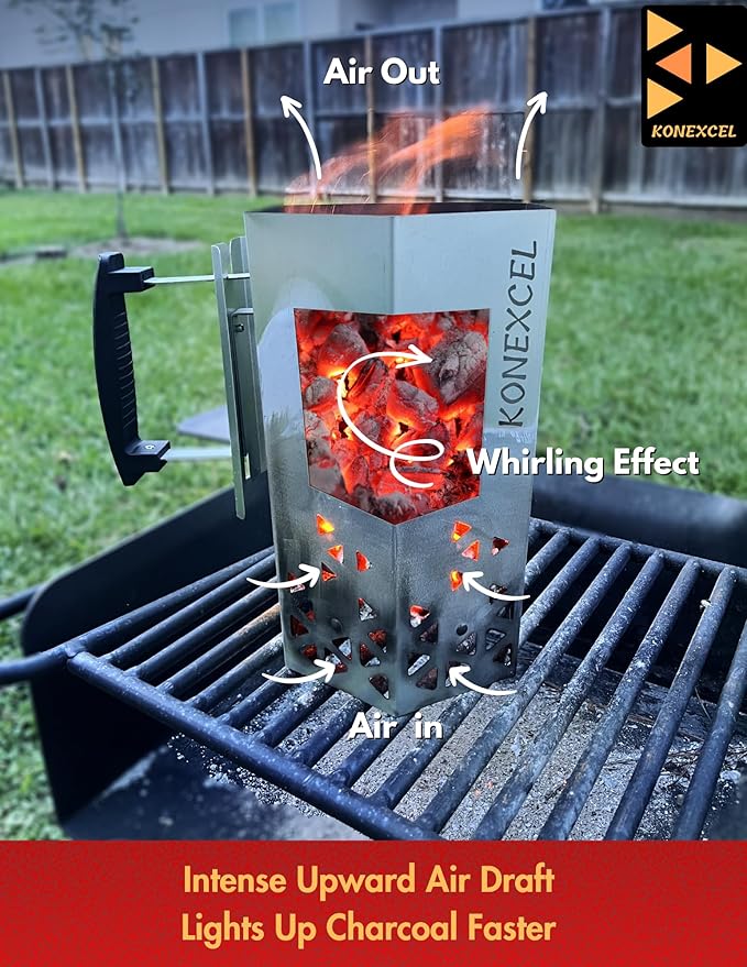 SET of Charcoal Chimney Starter & 130 PCS Fire Starters, Heavy Duty Charcoal Starter (XXL Size) & Natural Wooden Fire Starters for Grill, BBQ, Campfires, Fireplace; Optimized for Rapid Fire (130 PCS)