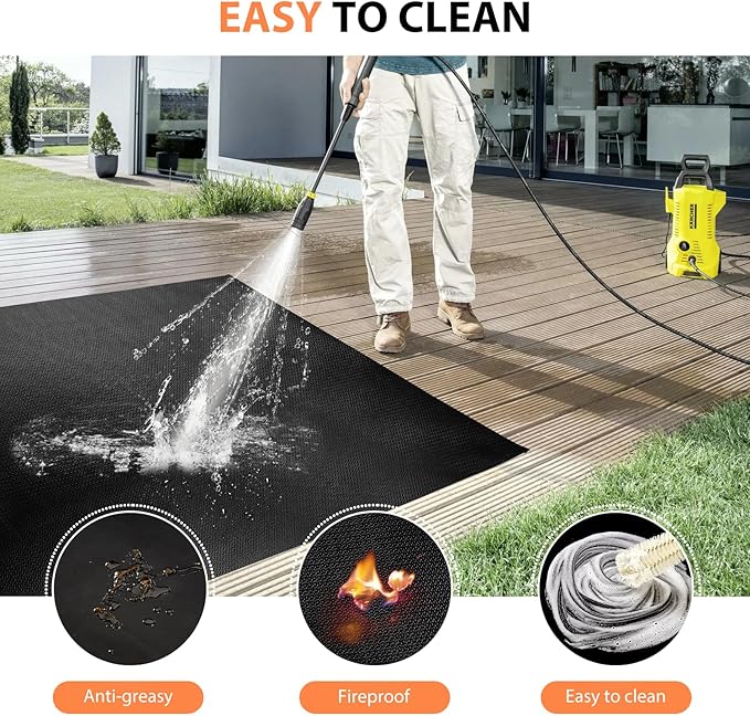Under Grill Mats for Outdoor Blackstone Griddle - 36 X 48 inch Easy to Clean Reusable Grill Mat for Deck and Patio, Indoor Fireplace Mat Fire Pit Mat, Fireproof, Waterproof and Oil Proof