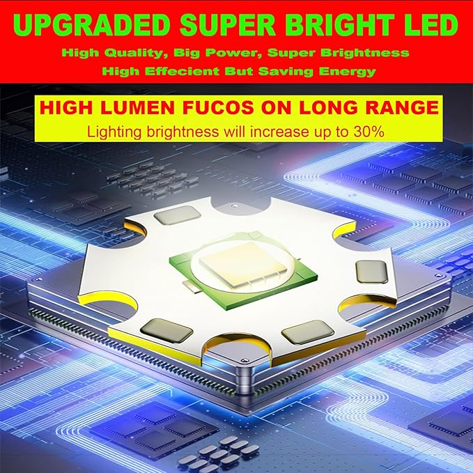 Solar Rechargeable LED Spotlight Flashlight, Super Bright 6000LM Handheld LED Searchlight, Multi-functional Portable Lamp Camping Lantern Flashlight, 6 Light Modes, Power Bank, IPX4 Waterproof