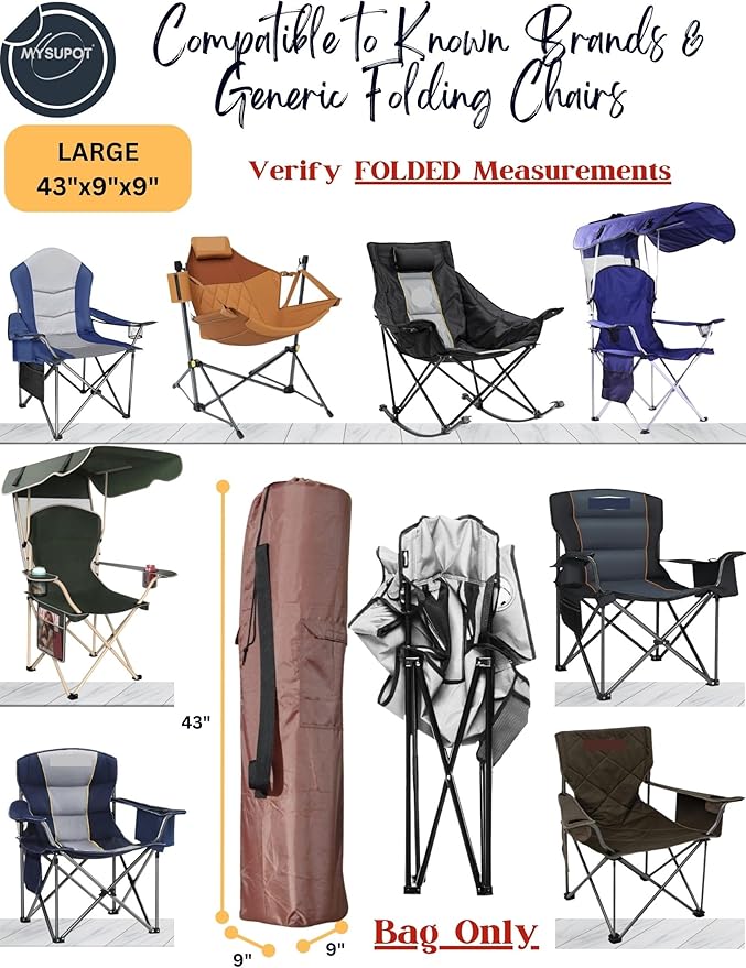 Replacement Bag for Folding Camping Chair, Portable Camp Chair, Hammock, Yoga Mat, Umbrella, Tents, Tripods, Fishing Poles - 420D Oxford Polyester Fabric