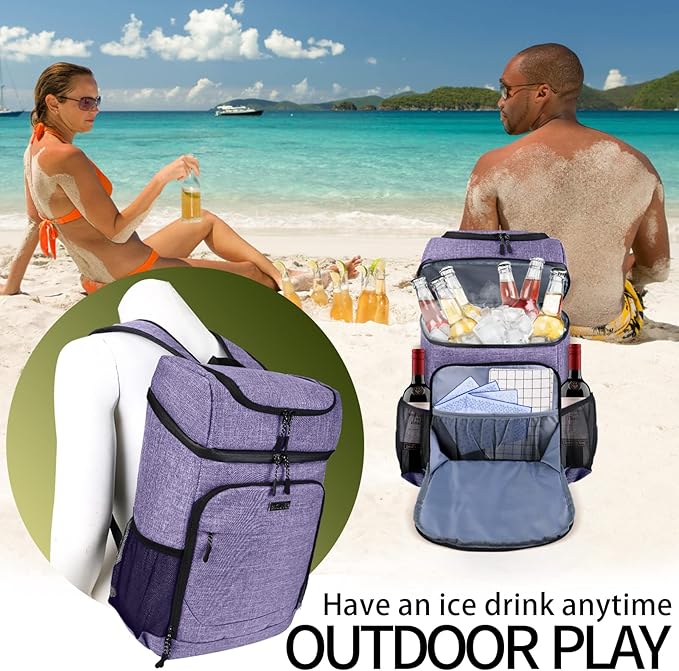 BAGLHER Lightweight Insulated Cooler Backpack - 30 Cans, Leak-Proof for Lunch, Picnic, Hiking, Camping Trips