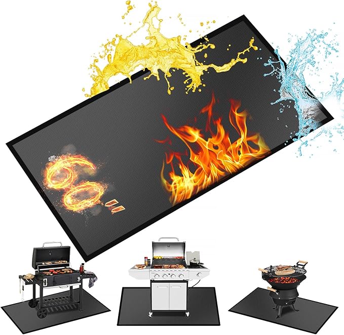 60 ×36 inches Under Grill Mat for Outdoor Grill / Fire Pit Mat Fireproof Waterproof Oil-Proof, Fireproof Mat Fireplace Mat Fire Pit BBQ Mat Pads Protect Mat for Deck Patio Outdoor Smokers Gas Grills