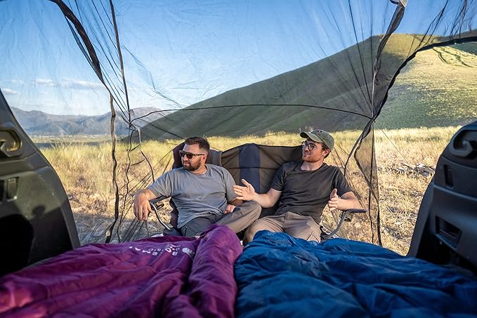 Universal SUV Tent Spacious Camping Attachment for SUV Car Van Minivan Hatchback and Truck Rear Door Setup for Outdoor and Tailgate Use with Most Automobiles with Screen Tent & Rainfly