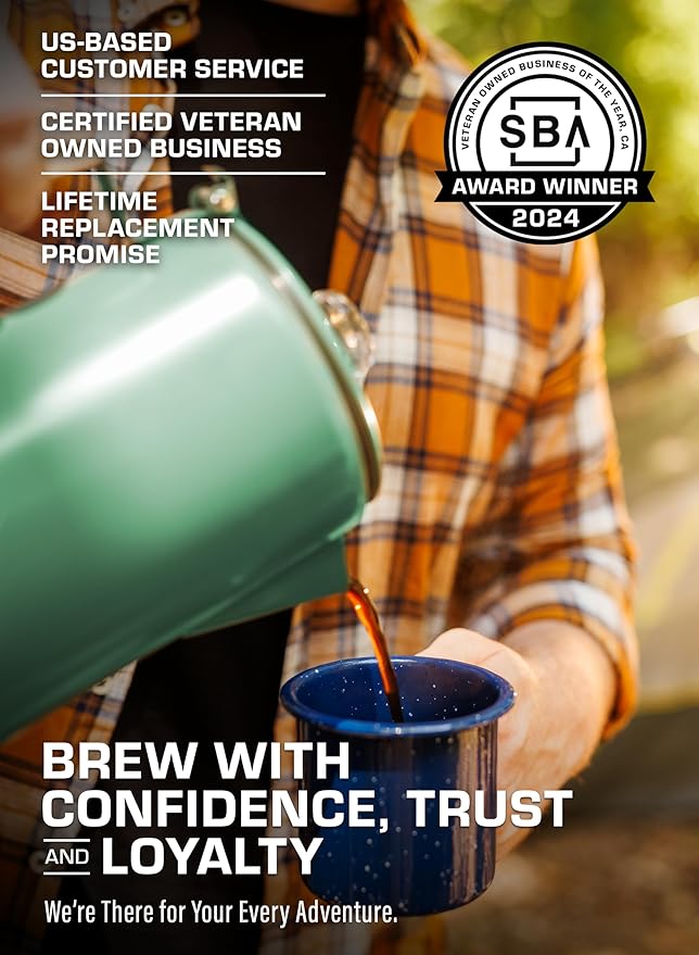 COLETTI Bozeman Camping Coffee Pot — Camping Coffee Makers, Coffee Percolator – America's Sleekest Percolator – NO Aluminum or Plastic (Seafoam)