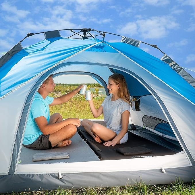 MOON LENCE Pop Up Tent Family Camping Tent for 4 Person, Portable Instant/Automatic Tent Waterproof Windproof for Camping Hiking Mountaineering