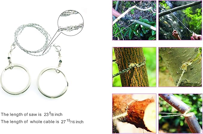 Fire Starter 6 Bag Magnesium Survival Gear First Aid Kit and Emergency Blanket Multi Purpose Tool Saw Ferro Rod Strike Wax Rope for Camping Hiking Hunting Earthquake, Outdoor Adventure, Gifts