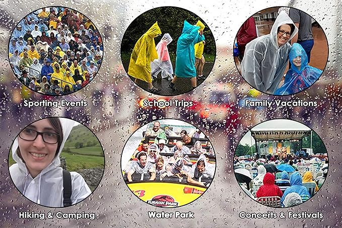 Rain Ponchos Raincoats for Adults Women Men, Reusable 2 Pack Rain Jacket Coats with Hood for Family Disney Camping Hiking