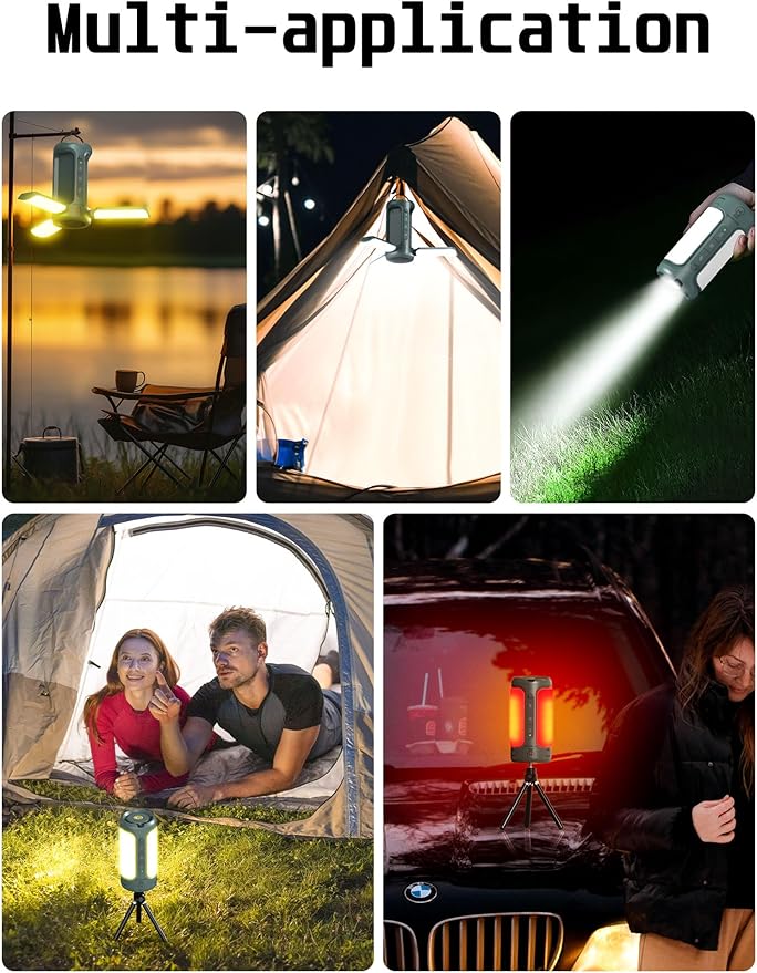 Foldable Camping Light Rechargeable Lantern, 10000mAh Power Bank, Portable Flashlight, IP54 Waterproof, 1/4" Screw Adapter, 750LM, 5 Modes, LED Tent Light for Camping, Hiking, Fishing