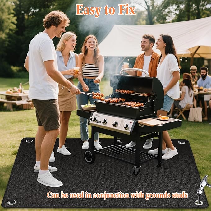 Thickened Grill Mat for Outdoor Grill, Double Sided Fireproof BBQ Mats, Outdoor Grill Deck Protector, Fire Pit Pad for Grilling to Protect The Deck, Patio, Pavers - 1mm (65 x 45 x 0.04 Inch)