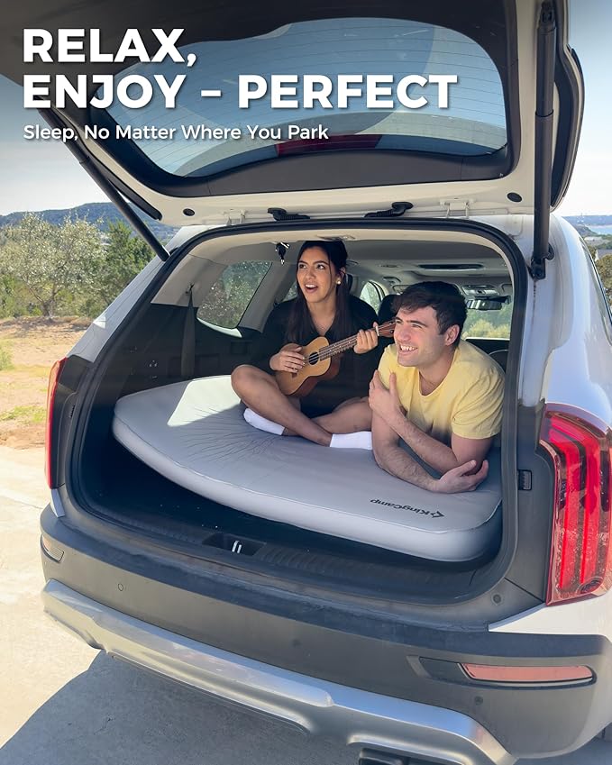 KingCamp Double Sleeping Pad, 2 Person Queen R 15.5 Self Inflating Sleeping Pad, 6"" Ultra Thick Full Size Foam Mattress Mat for Outdoor Camping Tent Car, PVC Free (Medieumgrey)
