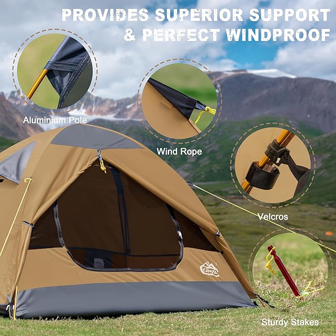 1 Person Backpacking Tent, Lightweight Compact Single Person Tent, Waterproof Windproof One Man Tent for Camping Hiking