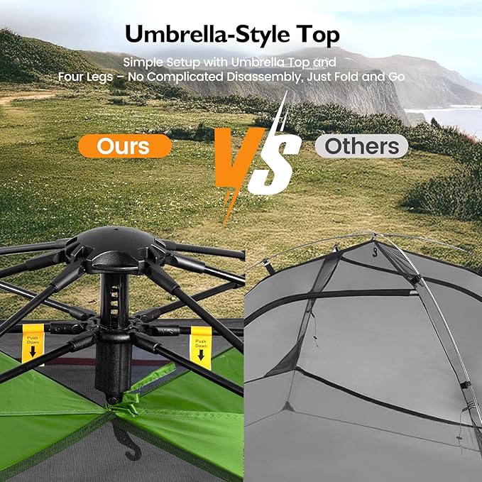 Camping Tent 2 Person, Waterproof & Blackout Double Layer Pop Up Outdoor Tent for Park, Picnic, Travel, Portable and Easy Setup