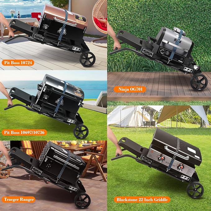 Portable Grill Cart for Ninja OG701 OG751, Collapsible Outdoor Grill Stand for Ninja Woodfire Grill, Fits Ninja OG700 Series, Traeger Ranger,Pit Boss 10697/10724 and 22" Blackstone Griddle