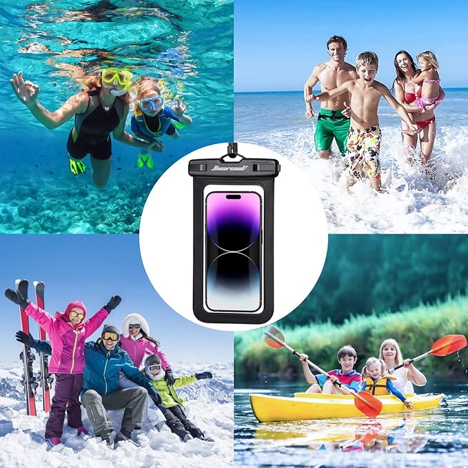 Hiearcool Waterproof Pouch for iPhone, Waterproof Phone Bag Travel Essentials Cruise Accessories Must Haves-4Pack Black
