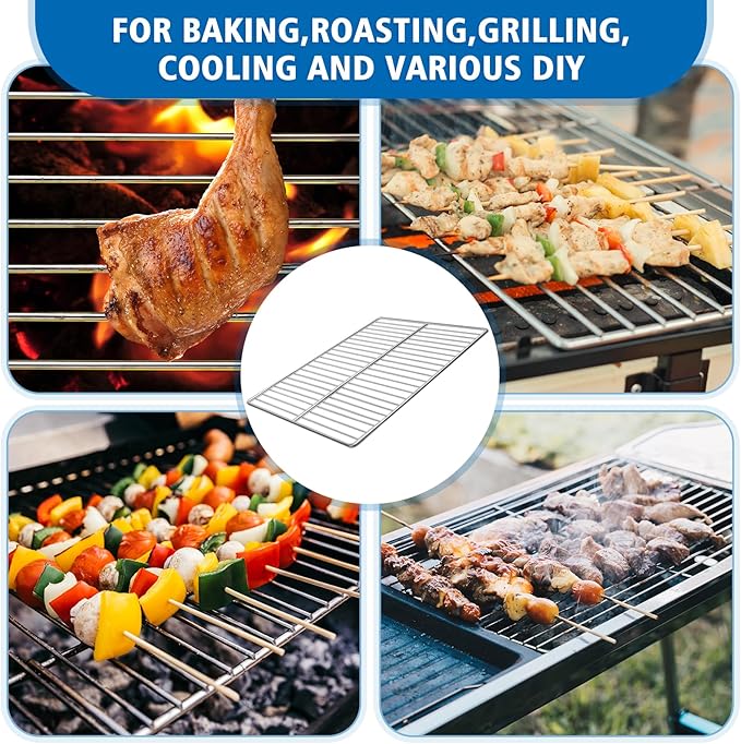 KEESHA BBQ Grill Mesh Metal Stainless Steel Barbecue Grill Grates Replacement-Barbecue Grilling Grid Wire Mesh, Multifunction Cooking Net for Outdoor Grill 2 Pack (20 13/16''*12 7/8'')