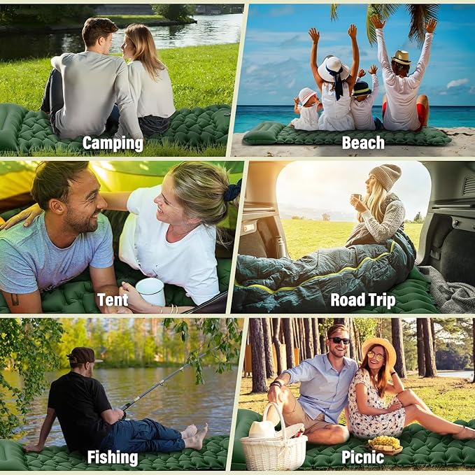 Sleeping Pad, Ultralight Camping Mat with Pillow Built-in Foot Pump Sleeping Mat Waterproof Portable and Compact Camping Mattress