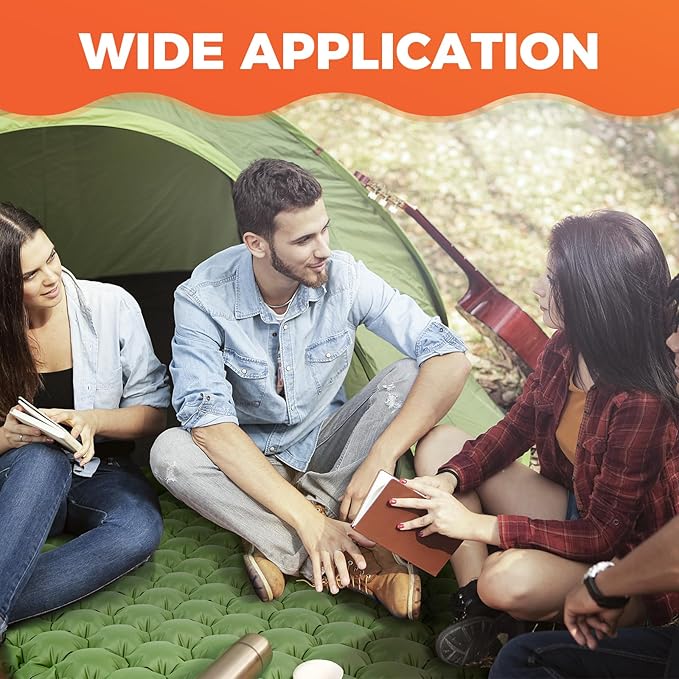 KingCamp Self Inflating Camping Mattress with Built-in Foot Pump, Connectable Durable Inflatable Sleeping Mat with Pillow, Compact Camping Air Mattress for Hiking