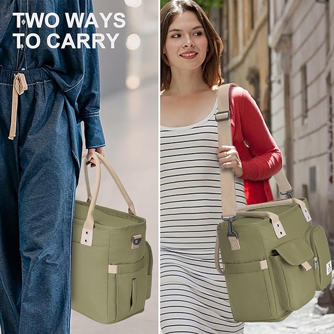 Hafmall Insulated Lunch Bag for Adults,Big lunch box for men, Wide Opening Insulated Bag with Shoulder Strap, Reusable Adult Lunch Bag For Work, Picnic(Deep Greene)