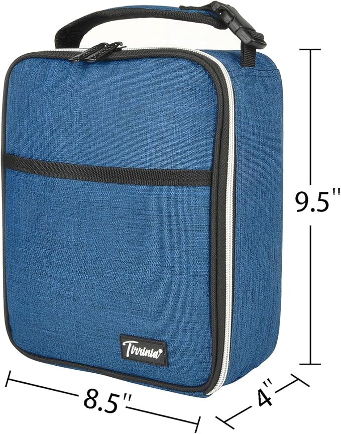 Tirrina Insulated Lunch Box for Men Women, Portable Thermal Small Lunch Bag for Office Work Picnic, Reusable Compact Lunchbox Cooler Tote for Adults,Dark Blue
