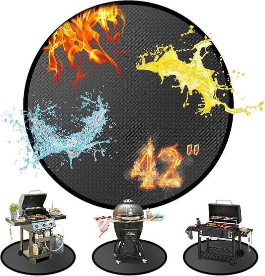 42" Round Fire Pit Mat for Solo Stove Bonfire/Under Grill Mat for Outdoor Grill Fireproof Waterproof Oil-Proof, 4 Layers Fireproof Mat Fireplace Mat Grill Pads Solo Stove Mat Deck Patio Grass Smoker