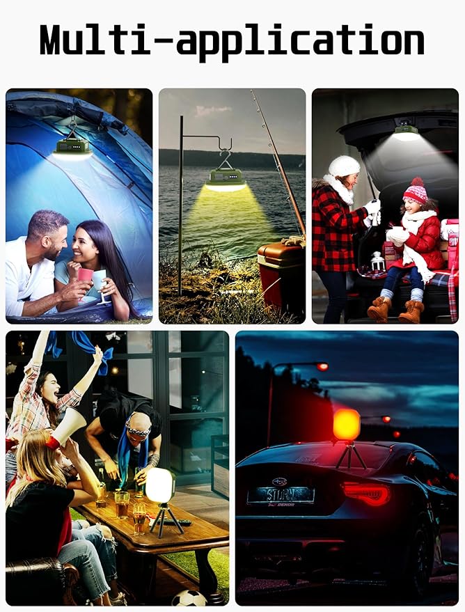 Rechargeable Camping Lights, 800LM, Hanging Tent Lights with Magnet,5 Lighting Mode LED Camping Lantern, 4500mAh, IP54 Waterproof Portable Red Flashlight for Hurricane, Outdoor, Fishing