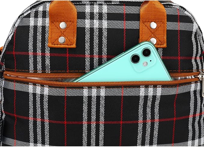 FlowFly Insulated Lunch Bag With Shoulder Strap for Women, Men, and Kids, Large and Reusable, Handle, Freezable Work and School Travel Tote and Meal Prep Organizer (W&B)