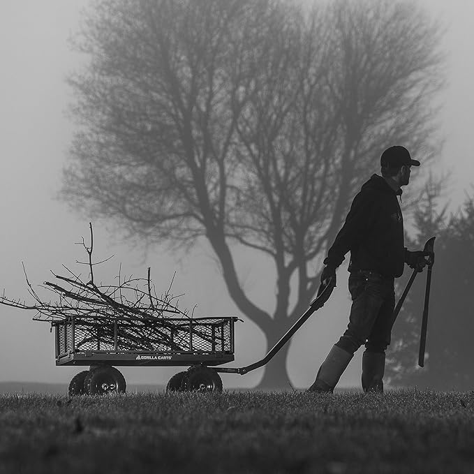 Gorilla Carts 4 Cu Ft Steel Utility Cart w/Removable Panels for Flatbed, 900 Lb Capacity