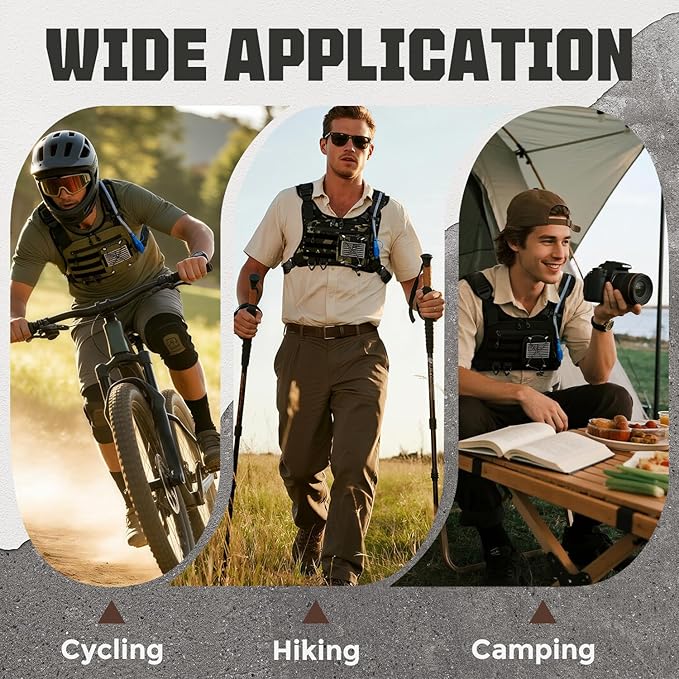 Hydration Vest(The design patent has been granted )with 2L Water Bladder for Men and Women,Lightweight Adjustable Hydration Backpack,Reflective Running Hydration Chest Bag for Hiking Climbing Cycling