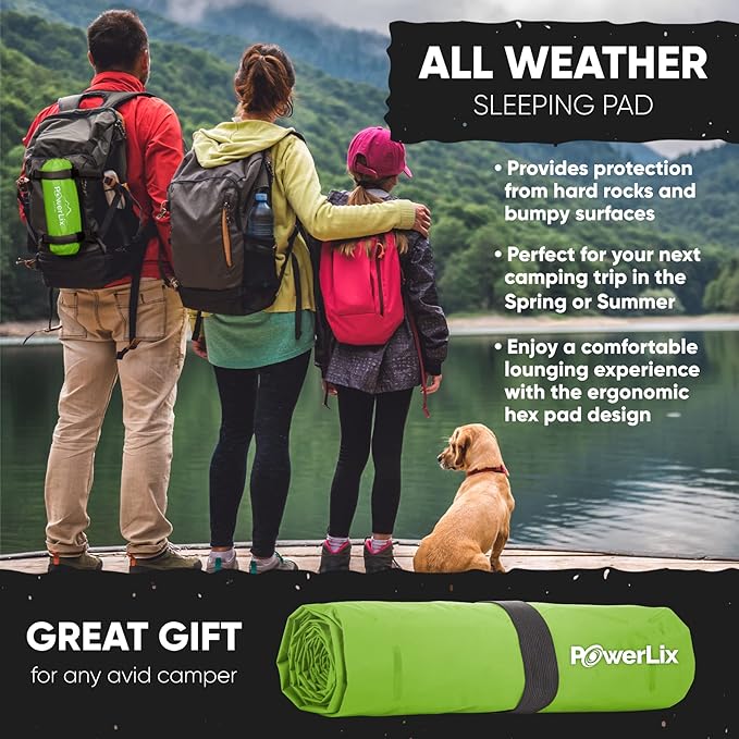 POWERLIX Ultralight Sleeping Pad for Camping with Inflating Bag– Compact Lightweight Camping Mat, Outdoor Backpacking Hiking Traveling Airpad Camping Air Mattress Sleeping Mat