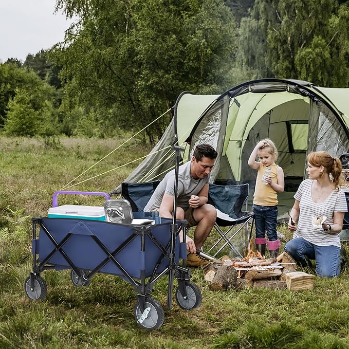 Collapsible Wagon with Big Wheels for Sand, Grocery, Garden, Park, Picnic, Camping, Beach Trip