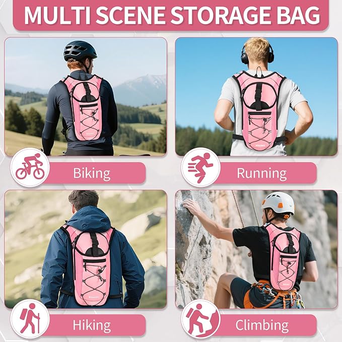 Hydration Backpack with 2L Water Bladder, Lightweight Hydro Pack for Cycling, Running, Hiking, Climbing